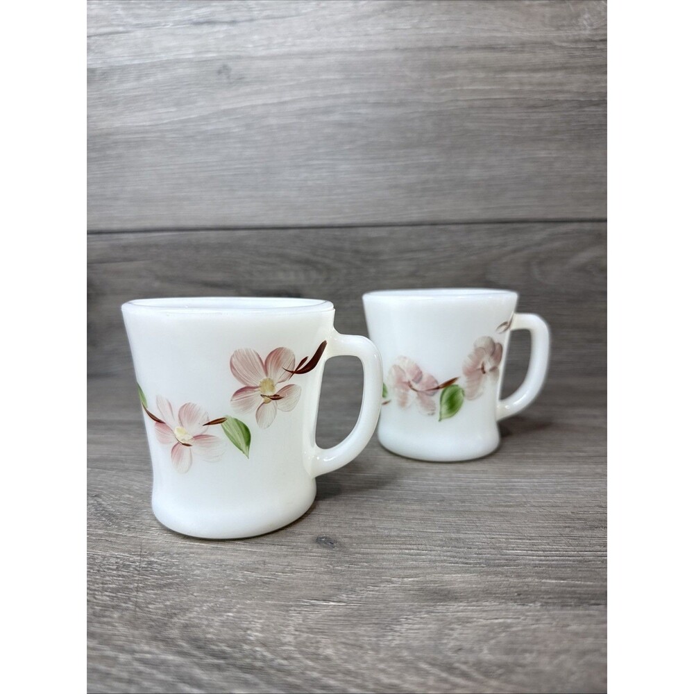 Fire King Gay Fad Peach BlossomCoffee Mug Set (2)